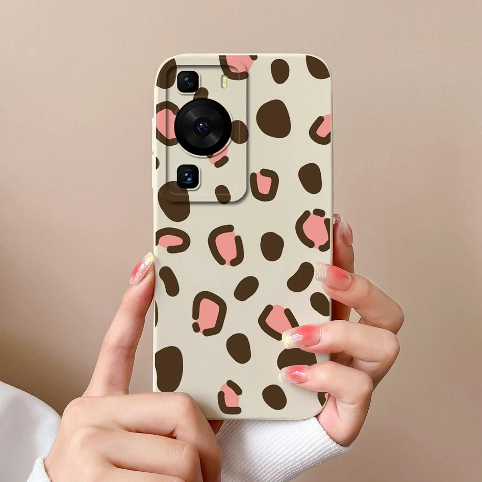 Cases Covers For Huawei P60 Pro Phone Bags Pretty Flower Liquid Soft Silicone Camera Protection Bumper For Huawei P60 Art Fundas