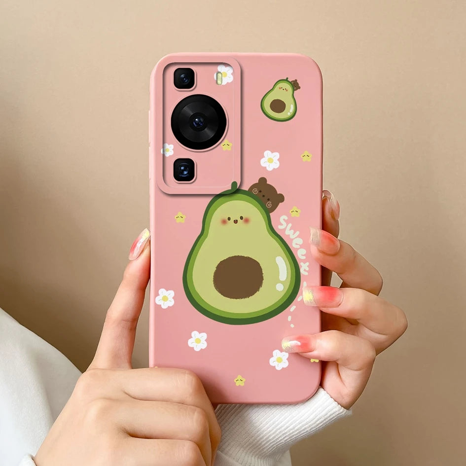 Cases Covers For Huawei P60 Pro Phone Bags Pretty Flower Liquid Soft Silicone Camera Protection Bumper For Huawei P60 Art Fundas