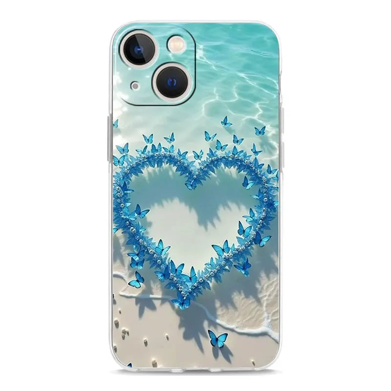 Phone Case For iPhone 17 Cases iPhone Air 16 15 12 13 14 Pro Max 7 8 Plus 16Pro iPhone11 Cover Blue Butterfly Ocean Waves