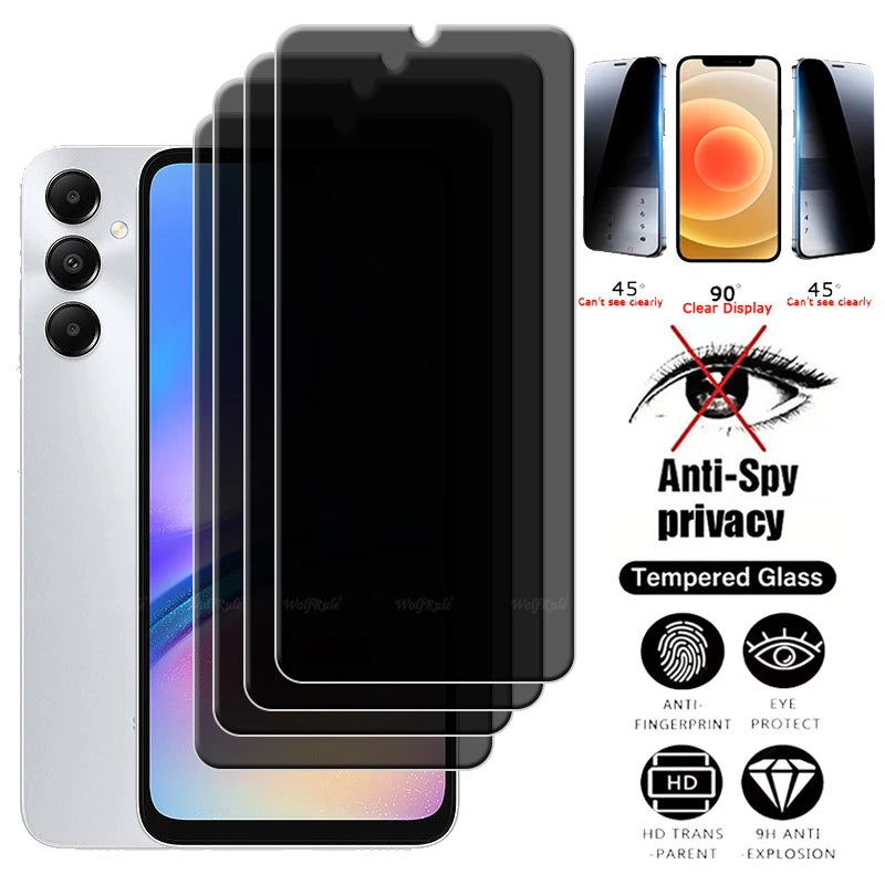 4Pcs For Samsung A05S Glass Samsung Galaxy A05S Tempered Glass Phone Privacy Anti-Spy Cover Glue Screen Protector Samsung A05S