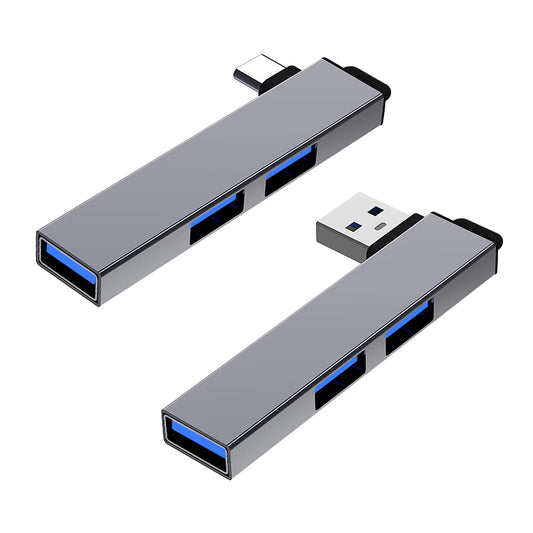 USB Hub, 3-Port Aluminum USB Hub with USB 2.0 Port and USB 3.0 Port, USB Splitter, USB Extender for Laptop, PC, Flash Drive, HDD