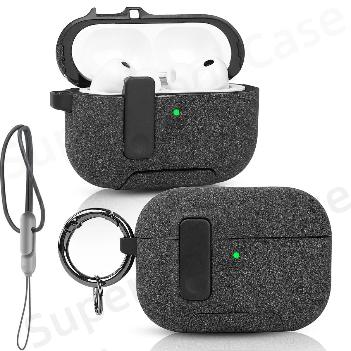 2025 For AirPods Pro 3 Case with Secure Lock & Lanyard For AirPods Pro3 Case Protective Cover with Phone Stand For AirPods Pro 3