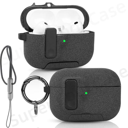 2025 For AirPods Pro 3 Case with Secure Lock & Lanyard For AirPods Pro3 Case Protective Cover with Phone Stand For AirPods Pro 3
