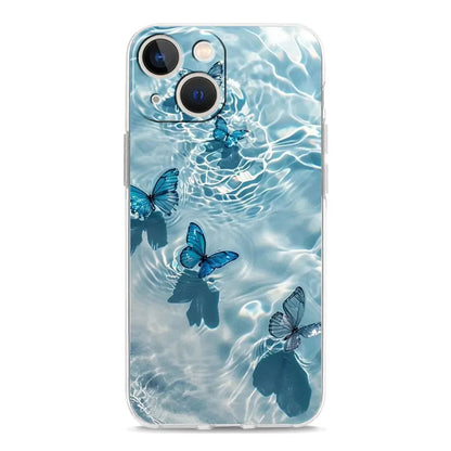 Phone Case For iPhone 17 Cases iPhone Air 16 15 12 13 14 Pro Max 7 8 Plus 16Pro iPhone11 Cover Blue Butterfly Ocean Waves