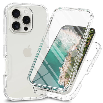 Full Coverage Case for iPhone 16 Pro Max iPhone 16 16Plus 16Pro Funda Transparent TPU/PC 360 Degree Armor Shockproof Phone Cover