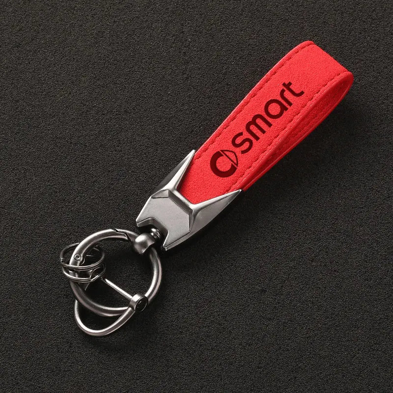 High Grade Suede Leather Car Keychain Key Rings with SMART LOGO for Smart 451 Brabus Smart 453 Fortwo Forfour car accessories