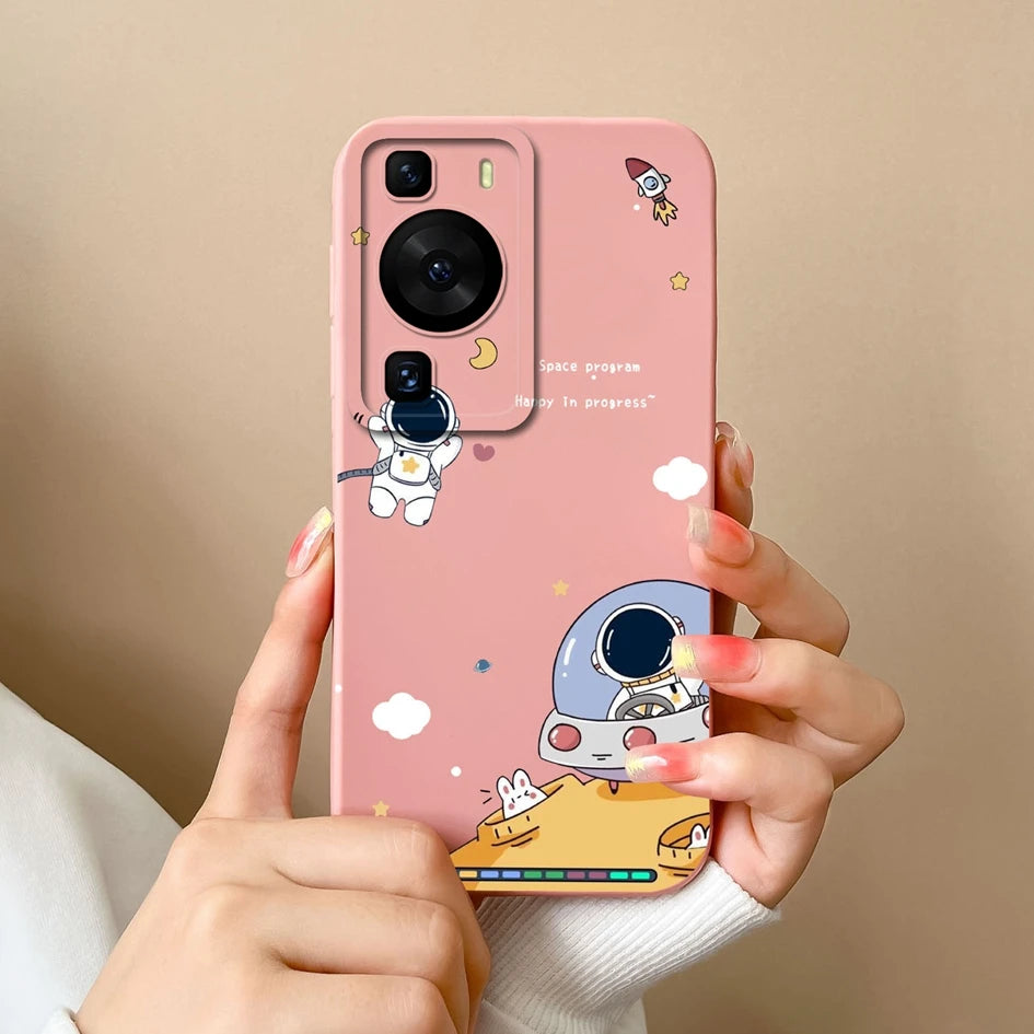 Cases Covers For Huawei P60 Pro Phone Bags Pretty Flower Liquid Soft Silicone Camera Protection Bumper For Huawei P60 Art Fundas