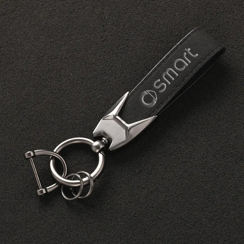 High Grade Suede Leather Car Keychain Key Rings with SMART LOGO for Smart 451 Brabus Smart 453 Fortwo Forfour car accessories