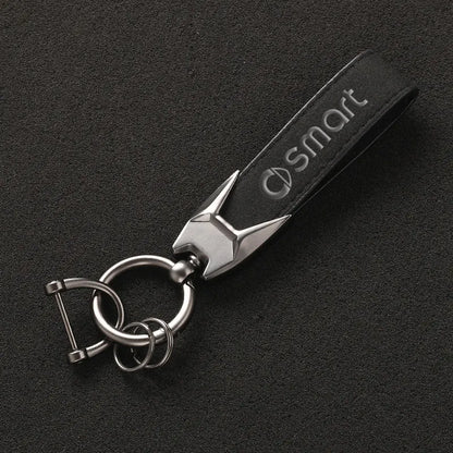 High Grade Suede Leather Car Keychain Key Rings with SMART LOGO for Smart 451 Brabus Smart 453 Fortwo Forfour car accessories