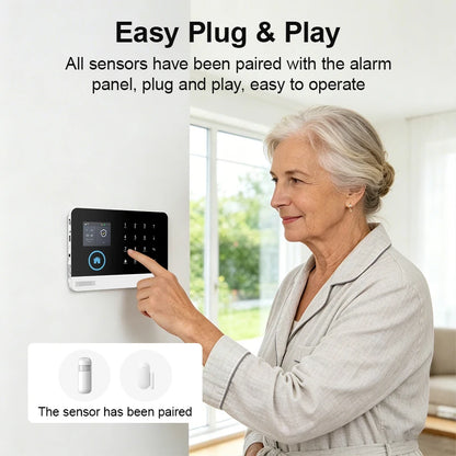 Smart Home GSM Alarm System 4G Wifi System for House Security Wireless with Door Sensor Work with Smart Life APP for Alexa