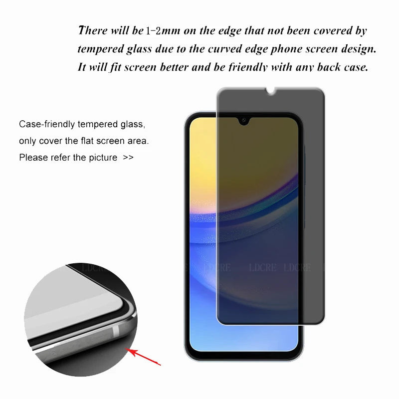4Pcs For Samsung Galaxy A16 Glass For Samsung A16 Screen Protector 9H HD Protective Anti-Spy Privacy Tempered Glass Samsung A16