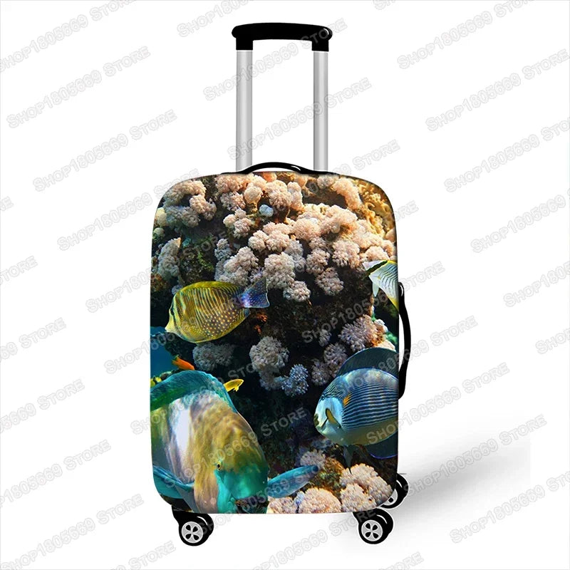 Funny Underwater Sea Animal Print Luggage Cover Elastic Suitcase Cover for Travelling Anti-dust Trolley Cases Covers