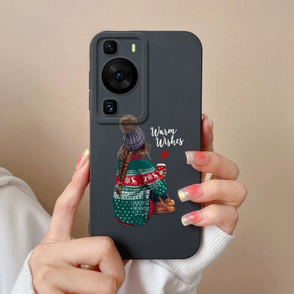 Cases Covers For Huawei P60 Pro Phone Bags Pretty Flower Liquid Soft Silicone Camera Protection Bumper For Huawei P60 Art Fundas