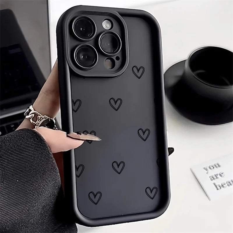 Love Heart Phone Case For iPhone 17 Cases iPhone 14 Pro Max 17 16 15 11 12 13 Pro Max 14 15 Plus 17 8 X XR XS Max Siicone Cover