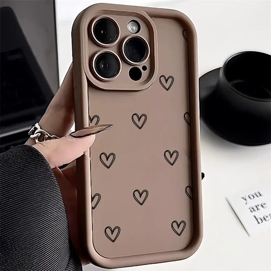 Love Heart Phone Case For iPhone 17 Cases iPhone 14 Pro Max 17 16 15 11 12 13 Pro Max 14 15 Plus 17 8 X XR XS Max Siicone Cover
