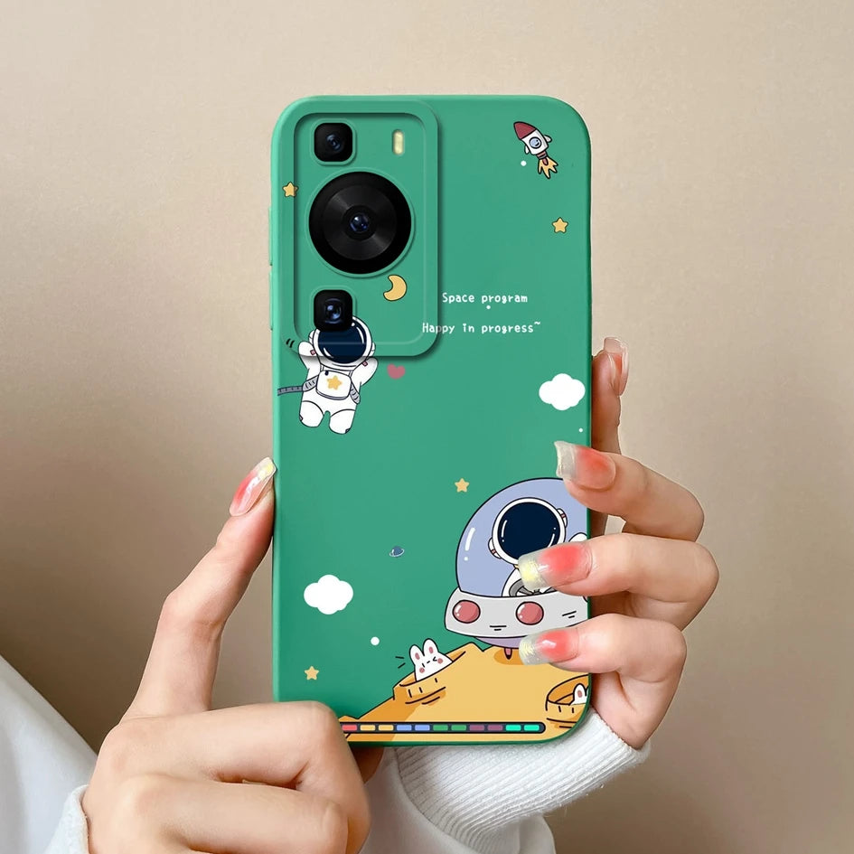 Cases Covers For Huawei P60 Pro Phone Bags Pretty Flower Liquid Soft Silicone Camera Protection Bumper For Huawei P60 Art Fundas