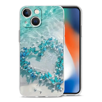 Phone Case For iPhone 17 Cases iPhone Air 16 15 12 13 14 Pro Max 7 8 Plus 16Pro iPhone11 Cover Blue Butterfly Ocean Waves