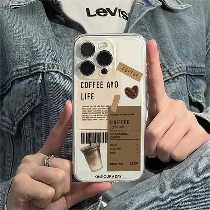 Coffee Phone Cases For iPhone 16 15 14 13 12 11 Pro Max XR 8 7 Plus 13 12 Mini Soft Transparent Cover