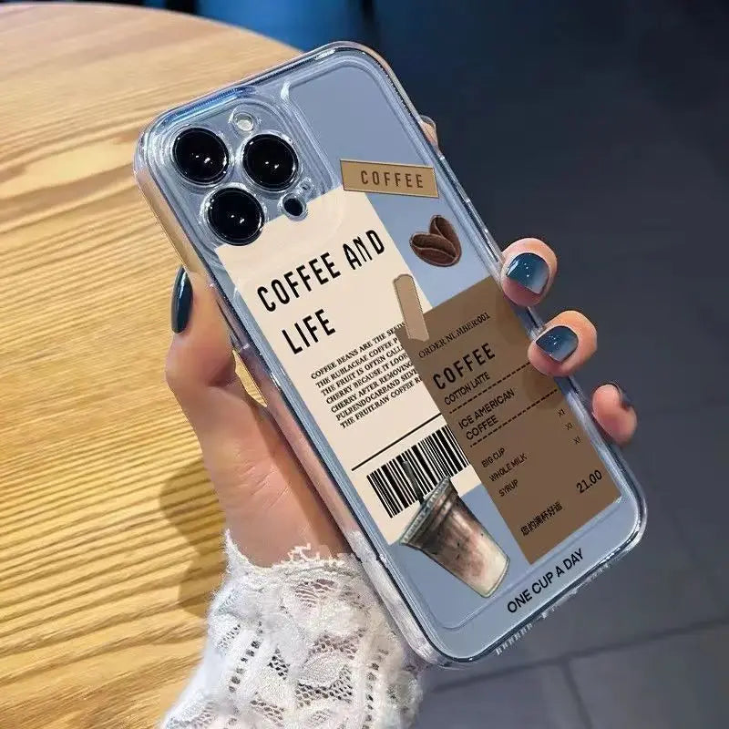 Coffee Phone Cases For iPhone 16 15 14 13 12 11 Pro Max XR 8 7 Plus 13 12 Mini Soft Transparent Cover