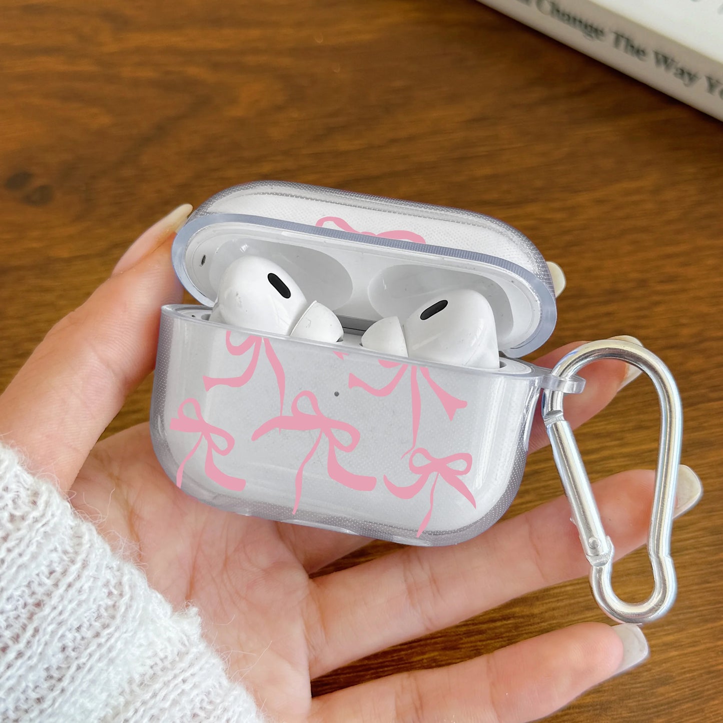 Pink Bow Designed Case For AirPods 4 3 1 2 Gen Earphone Protecitve Case For AirPods Pro2, Pro3,Pro Cover with Keychain Accessory