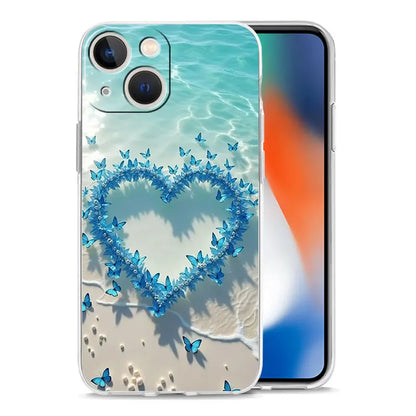 Phone Case For iPhone 17 Cases iPhone Air 16 15 12 13 14 Pro Max 7 8 Plus 16Pro iPhone11 Cover Blue Butterfly Ocean Waves