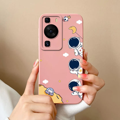 Cases Covers For Huawei P60 Pro Phone Bags Pretty Flower Liquid Soft Silicone Camera Protection Bumper For Huawei P60 Art Fundas