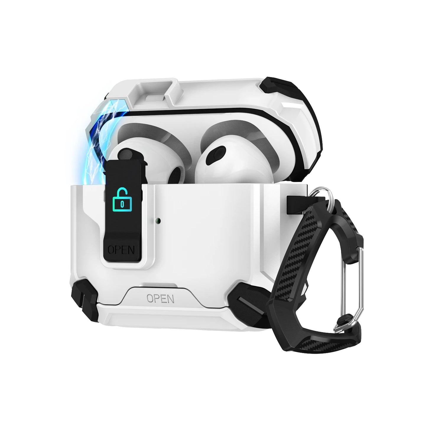 Portable Shockproof Case For  for AirPods 4 Pro 2 3 Case Cover with Lock t, Keychain, Magnetic Lid, Support Wireless Charging