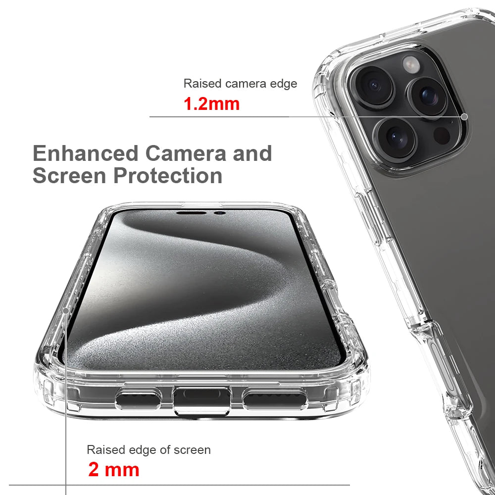 Full Coverage Case for iPhone 16 Pro Max iPhone 16 16Plus 16Pro Funda Transparent TPU/PC 360 Degree Armor Shockproof Phone Cover