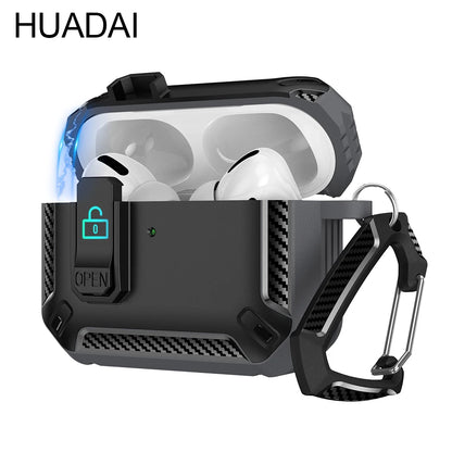Portable Shockproof Case For  for AirPods 4 Pro 2 3 Case Cover with Lock t, Keychain, Magnetic Lid, Support Wireless Charging