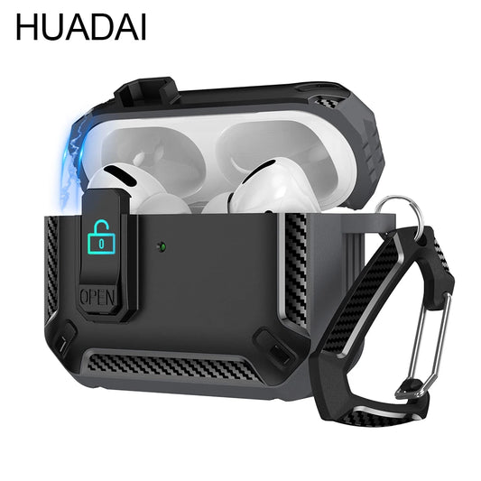 Portable Shockproof Case For  for AirPods 4 Pro 2 3 Case Cover with Lock t, Keychain, Magnetic Lid, Support Wireless Charging