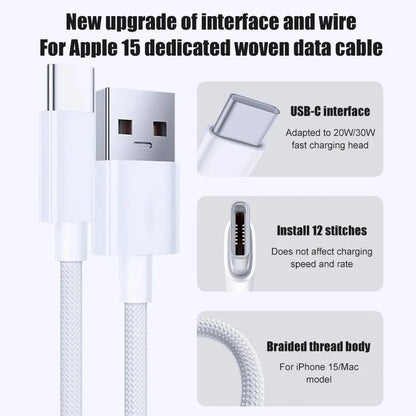 60W USB C Phone Cable For iPhone 16 15 17 Pro Max 17 Air Plus Fast Charging Type-C Charge Braided Cables USB to Type C Data Line