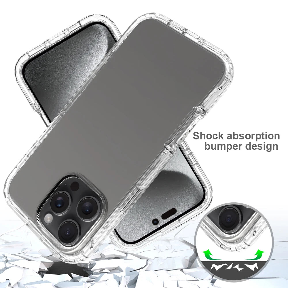 Full Coverage Case for iPhone 16 Pro Max iPhone 16 16Plus 16Pro Funda Transparent TPU/PC 360 Degree Armor Shockproof Phone Cover