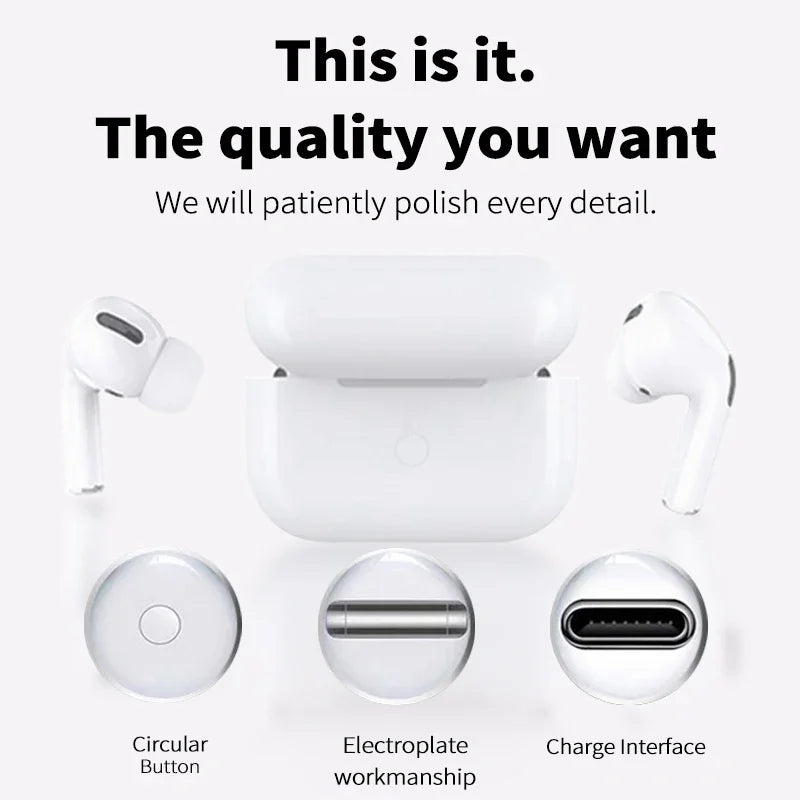 Wireless Bluetooth Earbuds Fake Air Pods TWS 5.3 Touch Control In-Ear Hi-Fi Stereo Earbuds with Charging Case For