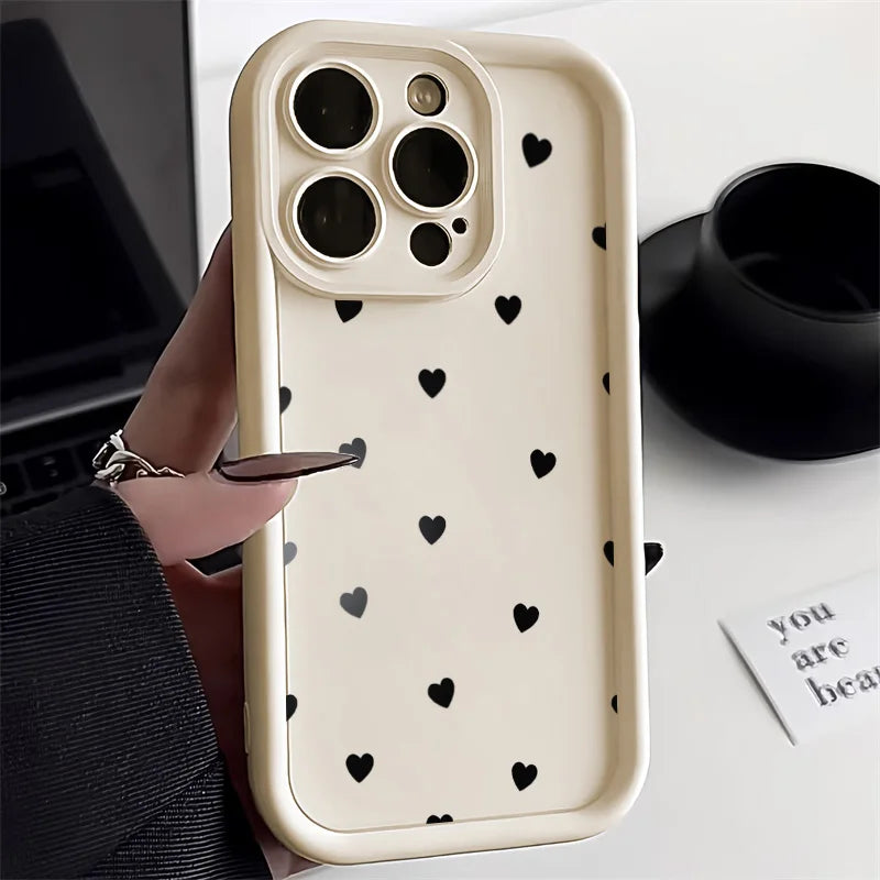 Love Heart Phone Case For iPhone 17 Cases iPhone 14 Pro Max 17 16 15 11 12 13 Pro Max 14 15 Plus 17 8 X XR XS Max Siicone Cover