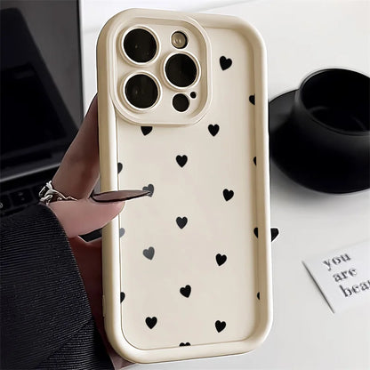 Love Heart Phone Case For iPhone 17 Cases iPhone 14 Pro Max 17 16 15 11 12 13 Pro Max 14 15 Plus 17 8 X XR XS Max Siicone Cover