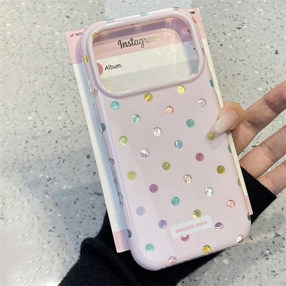 INS Korean Colorful Point Phone Case For Iphone 17 17Pro 17ProMax 16Pro 13 14 15 16 Pro Max 15Pro 14ProMax Phone Cover Fundas