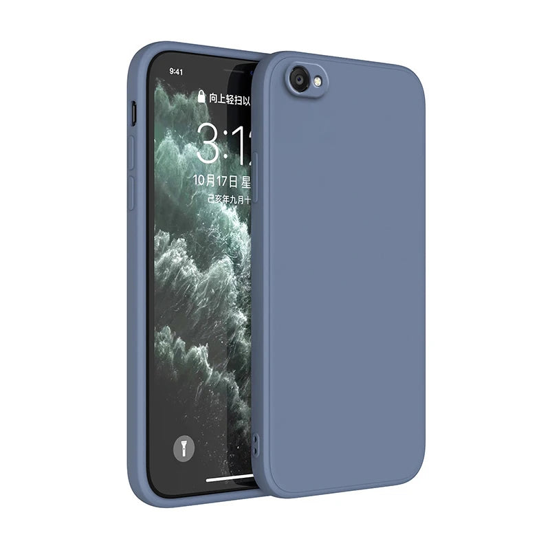 Square Liquid Silicone Soft Case For iphone 6 6s 7 8 Plus SE 2020 2022 Siquare Luxury Classic Phone Cover Funda