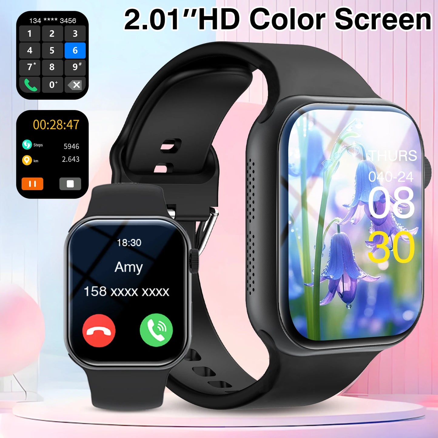 Smart Watch, Wireless Call/Dial, Multi-Sport Mode, Multiple APP Reminders, Suitable for Men and Women, Compatible with IPhone/An