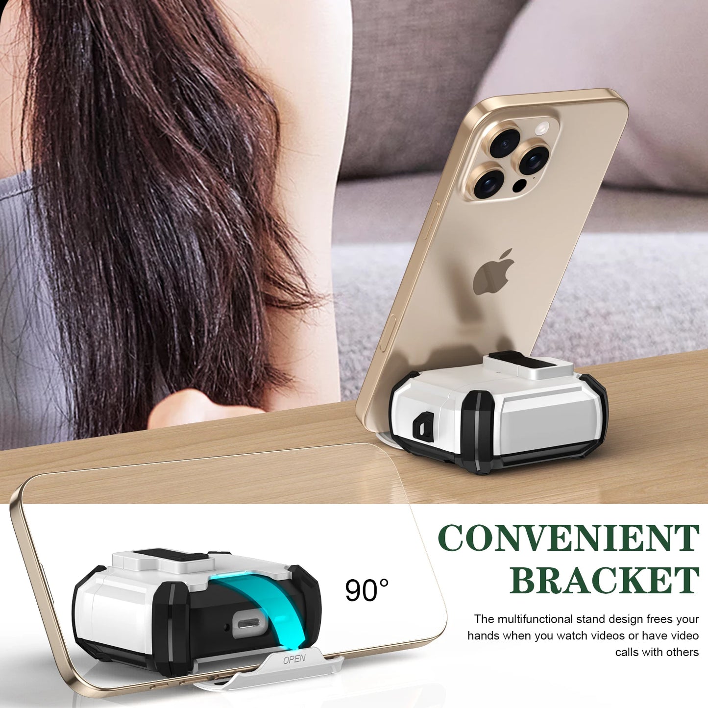 Portable Shockproof Case For  for AirPods 4 Pro 2 3 Case Cover with Lock t, Keychain, Magnetic Lid, Support Wireless Charging