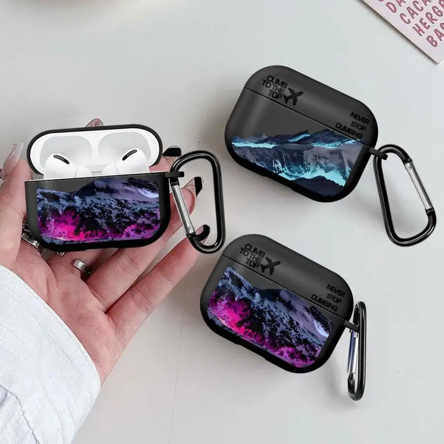 Earphone Cases Cover Case For Airpods 3 Pro2 Pro3 1 Pro 4 2 Snow Mountain Airplane