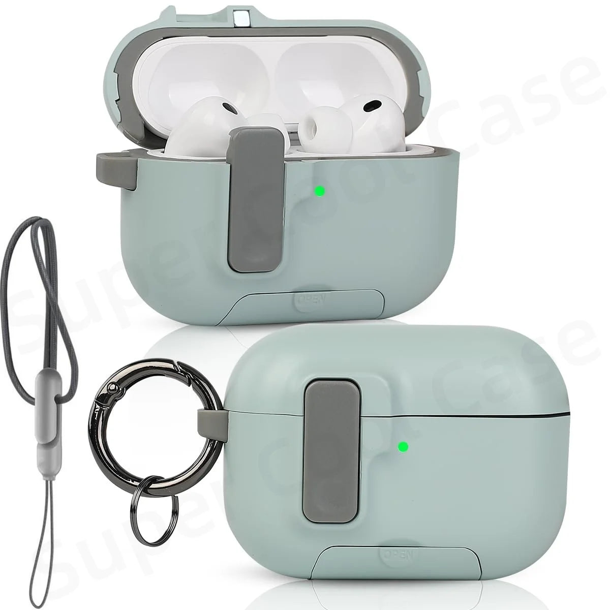 2025 For AirPods Pro 3 Case with Secure Lock & Lanyard For AirPods Pro3 Case Protective Cover with Phone Stand For AirPods Pro 3