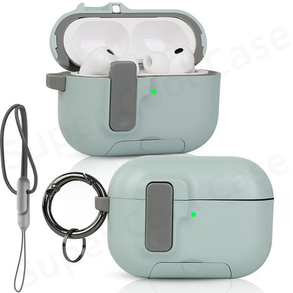 2025 For AirPods Pro 3 Case with Secure Lock & Lanyard For AirPods Pro3 Case Protective Cover with Phone Stand For AirPods Pro 3