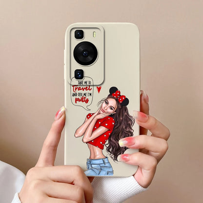 Cases Covers For Huawei P60 Pro Phone Bags Pretty Flower Liquid Soft Silicone Camera Protection Bumper For Huawei P60 Art Fundas