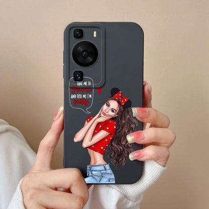Cases Covers For Huawei P60 Pro Phone Bags Pretty Flower Liquid Soft Silicone Camera Protection Bumper For Huawei P60 Art Fundas