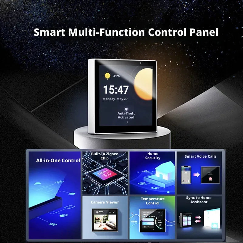 Smart Home 86 Multi Functional Central Control Screen WiFi Switch Panel Touch Screen Home Security Zigbee Voice Gateway