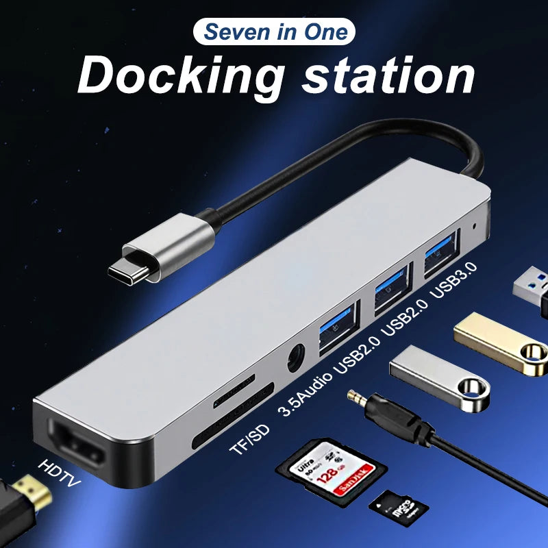 USB C Hub USB Hub 3.0, DAGUAIKA Aluminum Port USB Distributor, with 1 USB 3.0, 2 USB 2.0, and 1 3.5mm audio and video interface,