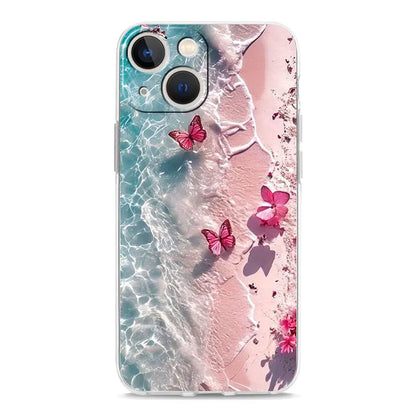 Phone Case For iPhone 17 Cases iPhone Air 16 15 12 13 14 Pro Max 7 8 Plus 16Pro iPhone11 Cover Blue Butterfly Ocean Waves