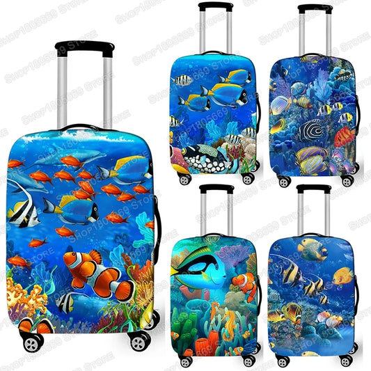 Funny Underwater Sea Animal Print Luggage Cover Elastic Suitcase Cover for Travelling Anti-dust Trolley Cases Covers