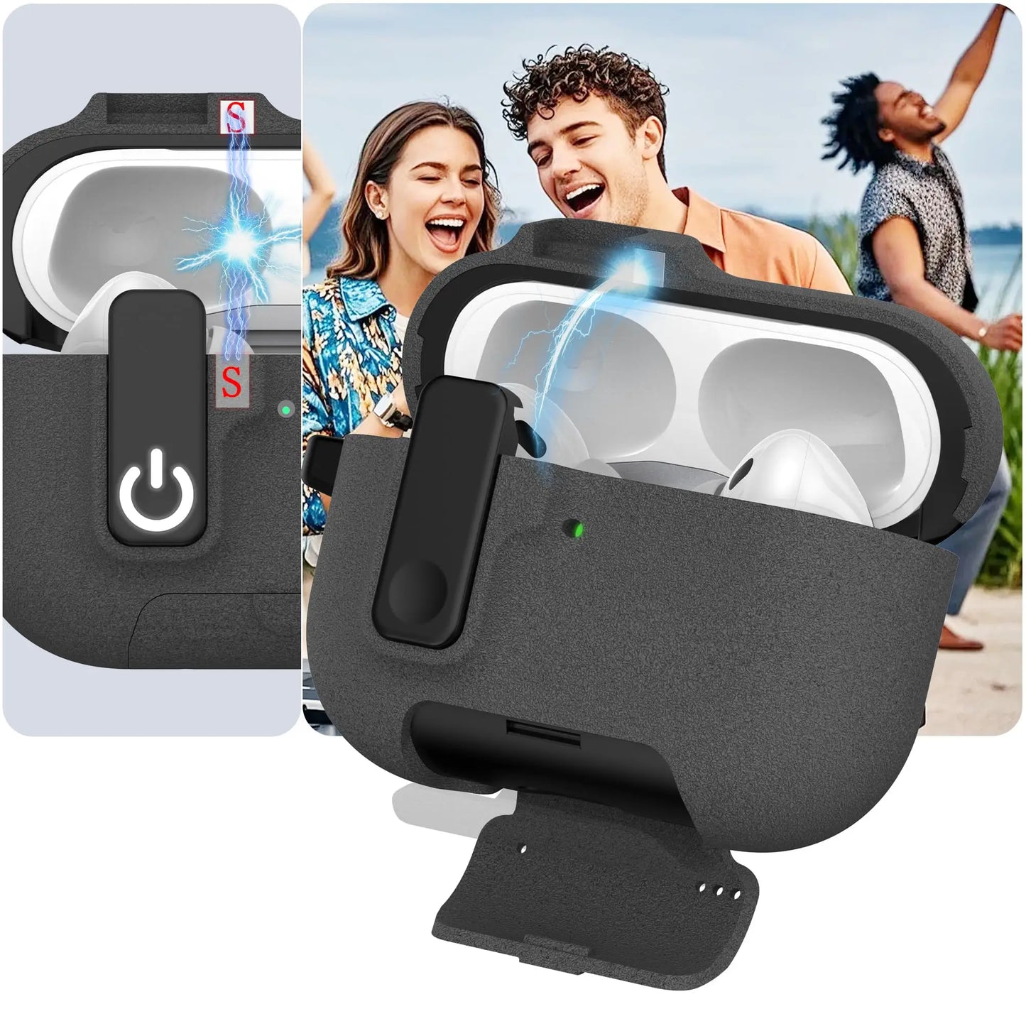 2025 For AirPods Pro 3 Case with Secure Lock & Lanyard For AirPods Pro3 Case Protective Cover with Phone Stand For AirPods Pro 3