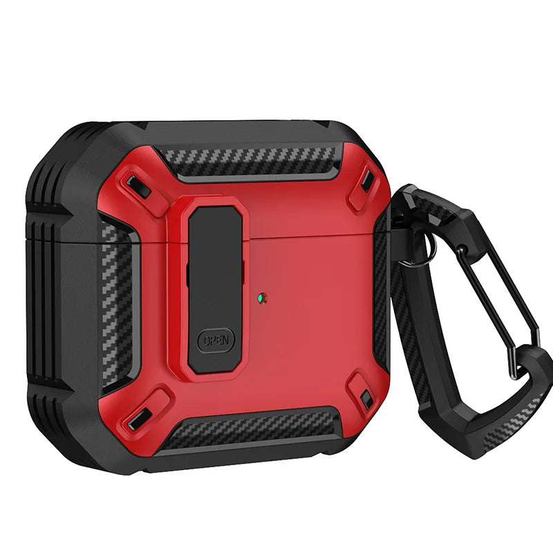 Portable Headphone Case For AirPods 1 2 3 And Pro 1 2 Shockproof TPU Cover With Security Lock Keychain Daily Carry Accessories